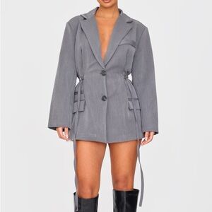 Petite Charcoal Belt Detail Blazer Dress PrettyLittleThing size 0